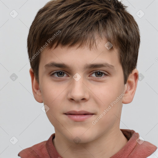 Neutral white child male with short  brown hair and brown eyes