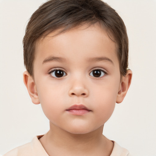 Neutral white child female with short  brown hair and brown eyes