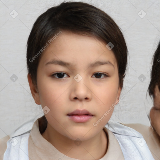 Neutral white child female with medium  brown hair and brown eyes