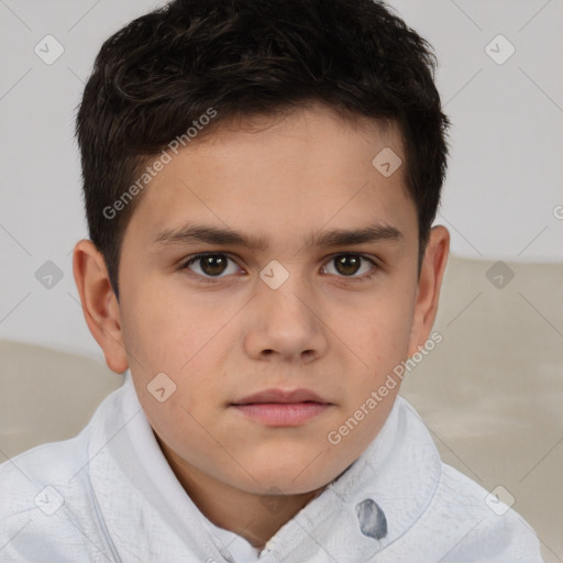 Neutral white child male with short  brown hair and brown eyes