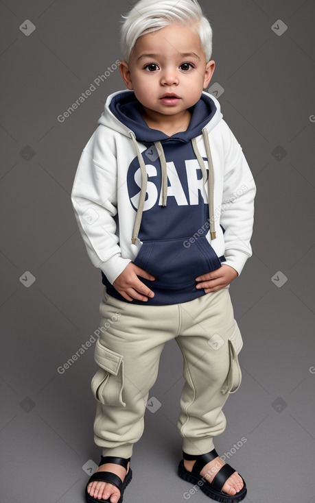 Hispanic infant boy with  white hair