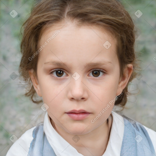 Neutral white child female with medium  brown hair and brown eyes