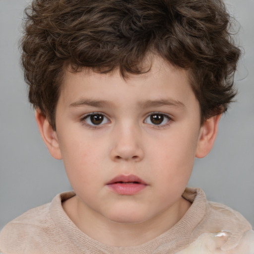 Neutral white child male with short  brown hair and brown eyes