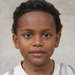 Neutral black child female with short  brown hair and brown eyes