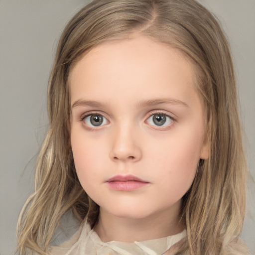 Neutral white child female with medium  brown hair and brown eyes