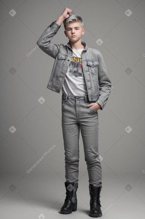 Slovak teenager boy with  gray hair