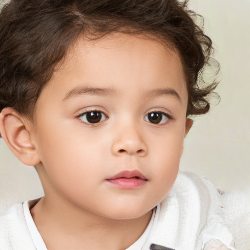 Neutral white child female with short  brown hair and brown eyes