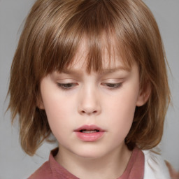 Neutral white child female with medium  brown hair and brown eyes