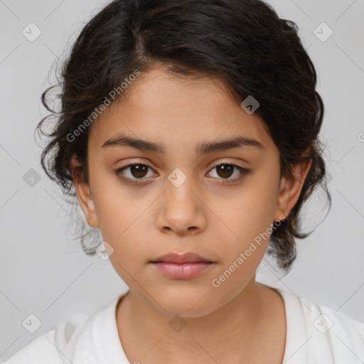 Neutral white child female with medium  brown hair and brown eyes