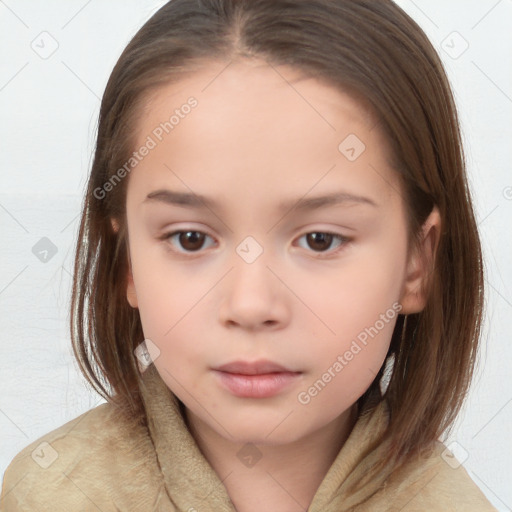 Neutral white child female with medium  brown hair and brown eyes