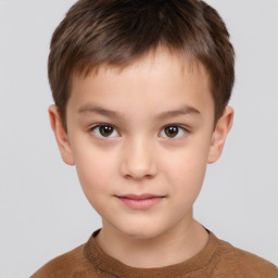 Neutral white child male with short  brown hair and brown eyes