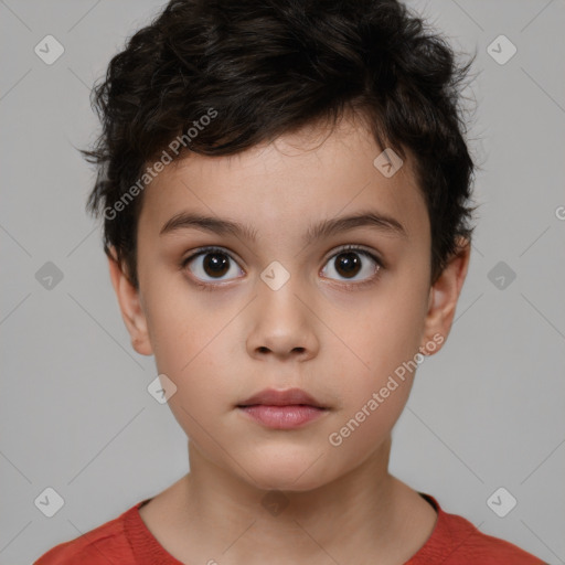 Neutral white child male with short  brown hair and brown eyes