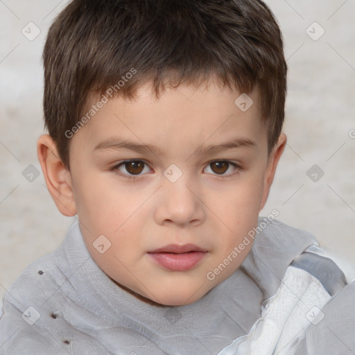 Neutral white child male with short  brown hair and brown eyes