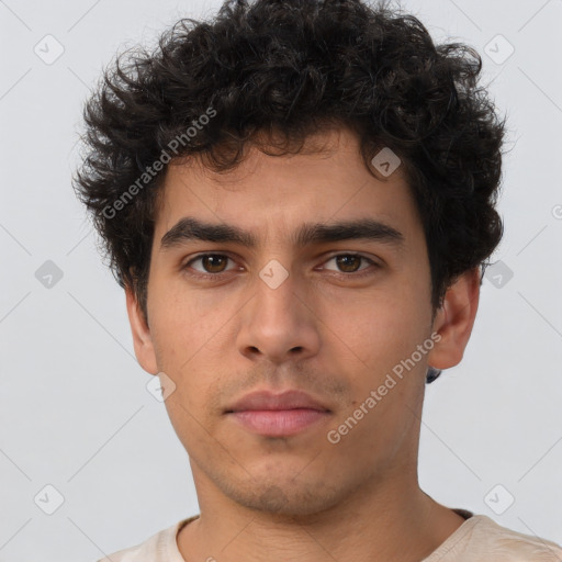 Neutral asian young-adult male with short  brown hair and brown eyes