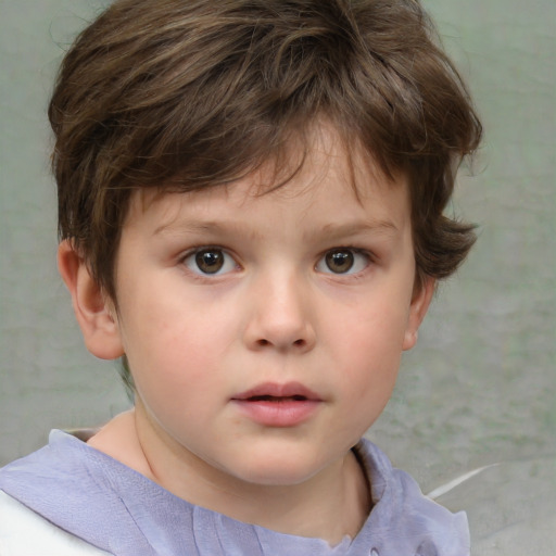 Neutral white child male with short  brown hair and brown eyes