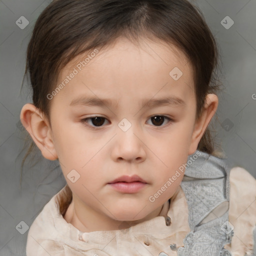 Neutral white child female with medium  brown hair and brown eyes