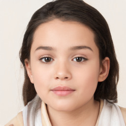 Neutral white child female with medium  brown hair and brown eyes