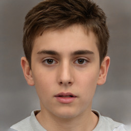 Neutral white child male with short  brown hair and brown eyes