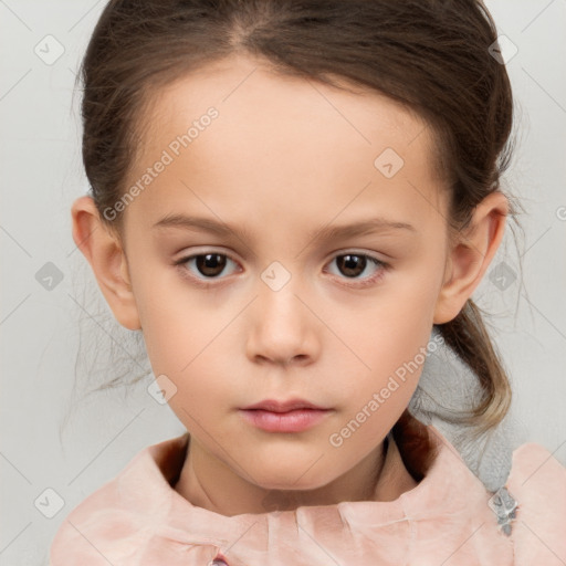 Neutral white child female with medium  brown hair and brown eyes