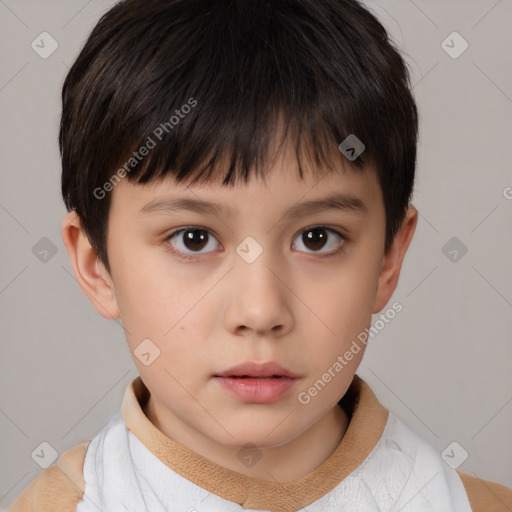 Neutral white child male with short  brown hair and brown eyes