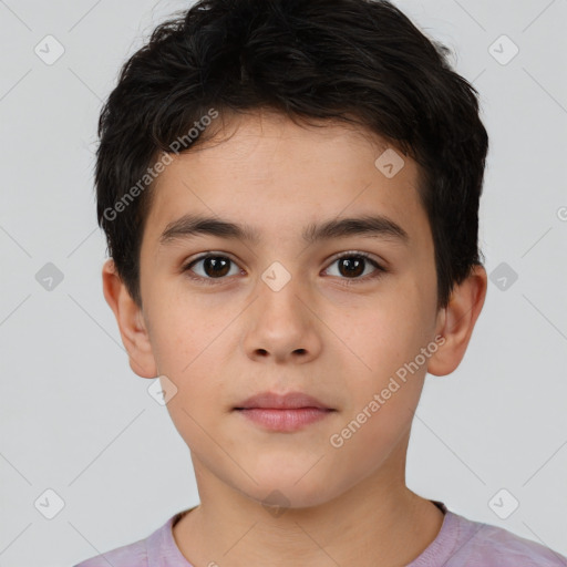 Neutral white child male with short  brown hair and brown eyes