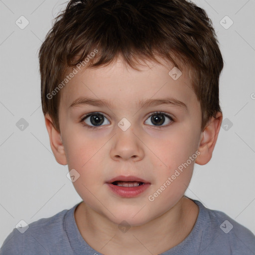 Neutral white child male with short  brown hair and brown eyes