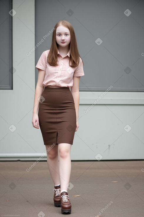 Teenager female with  brown hair