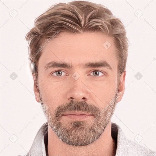 Neutral white adult male with short  brown hair and brown eyes