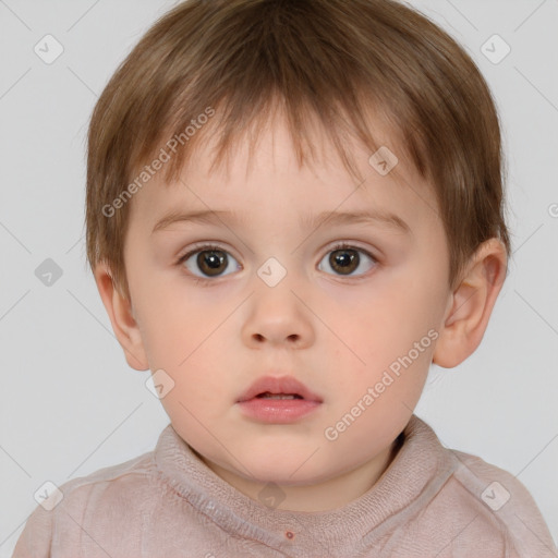 Neutral white child male with short  brown hair and brown eyes