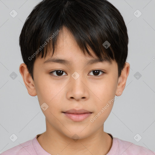 Neutral white child male with short  brown hair and brown eyes