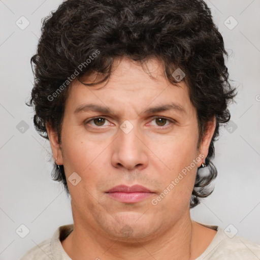 Neutral white adult male with short  brown hair and brown eyes