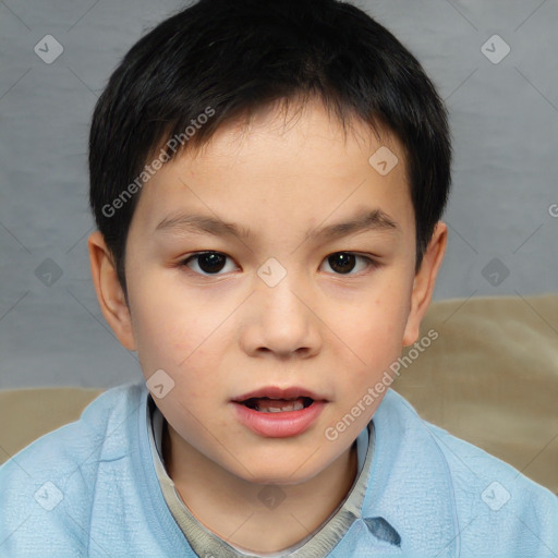 Neutral white child male with short  brown hair and brown eyes