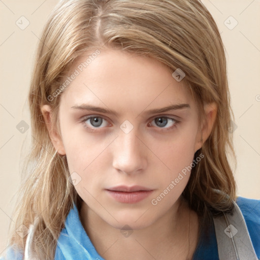 Neutral white child female with medium  brown hair and brown eyes