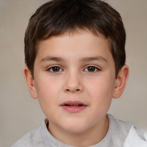 Neutral white child male with short  brown hair and brown eyes