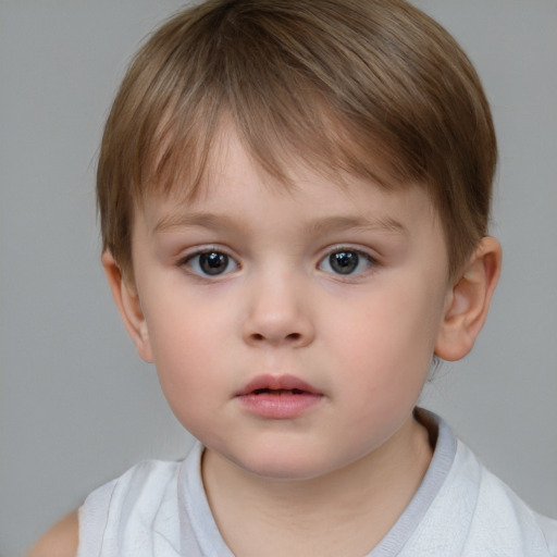 Neutral white child female with short  brown hair and brown eyes