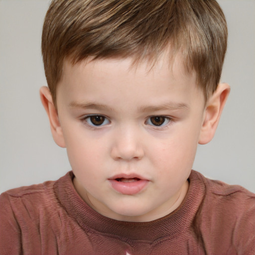 Neutral white child male with short  brown hair and brown eyes