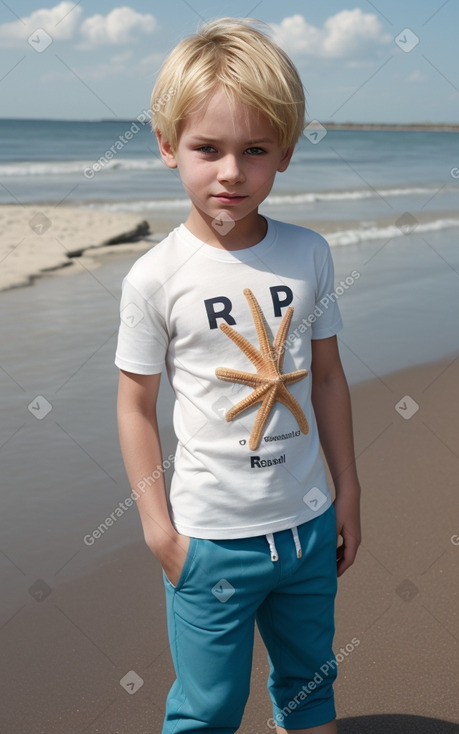 Russian child boy with  blonde hair