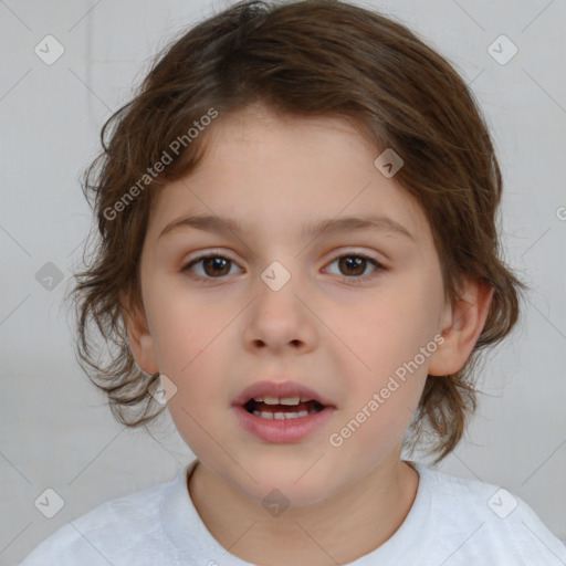 Neutral white child female with medium  brown hair and brown eyes