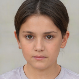 Neutral white young-adult female with short  brown hair and brown eyes