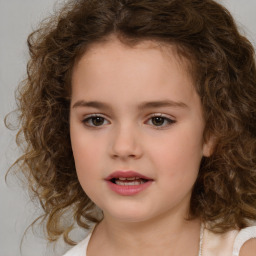 Neutral white child female with medium  brown hair and brown eyes