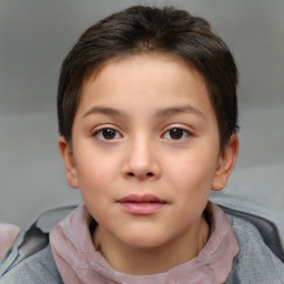 Neutral white child female with short  brown hair and brown eyes