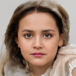 Neutral white child female with medium  brown hair and brown eyes