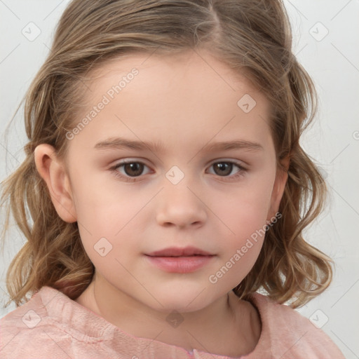 Neutral white child female with medium  brown hair and brown eyes