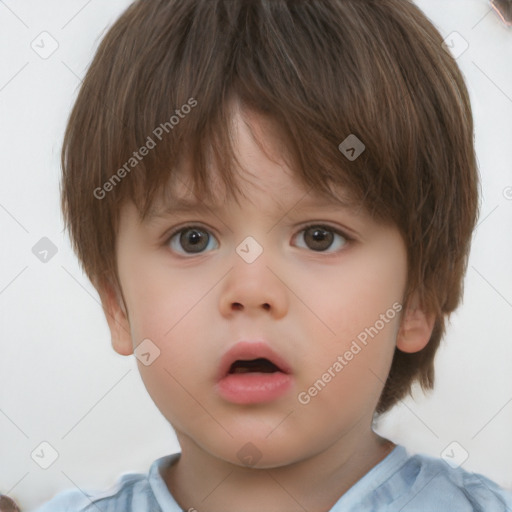 Neutral white child male with short  brown hair and brown eyes