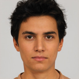 Neutral asian young-adult male with short  brown hair and brown eyes