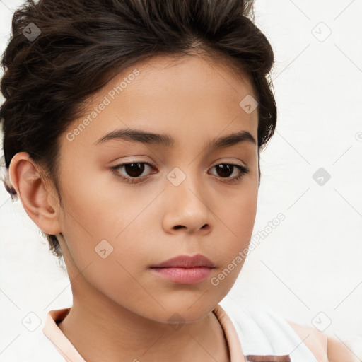 Neutral white child female with medium  brown hair and brown eyes