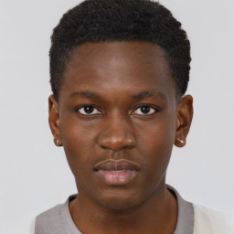 Neutral black young-adult male with short  brown hair and brown eyes