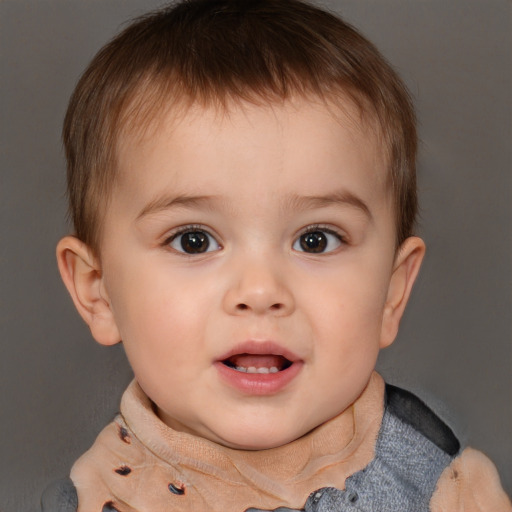 Neutral white child male with short  brown hair and brown eyes