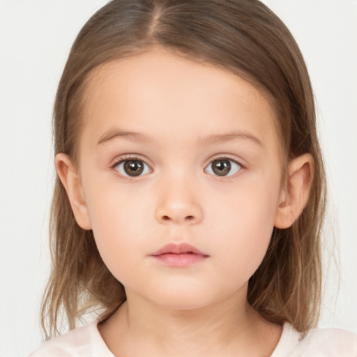 Neutral white child female with medium  brown hair and brown eyes