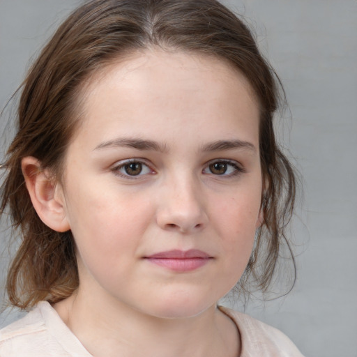 Neutral white child female with medium  brown hair and brown eyes